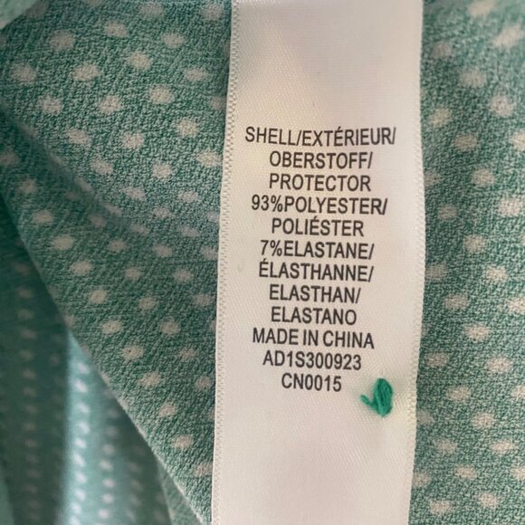 Adrianna Papell Blouse Womens XL Green Polka Dot 3/4 Sleeve Stretchy Comfortable - Picture 6 of 11